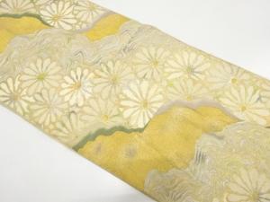 アンティーク　霞取りに菊模様織り出し袋帯（材料）